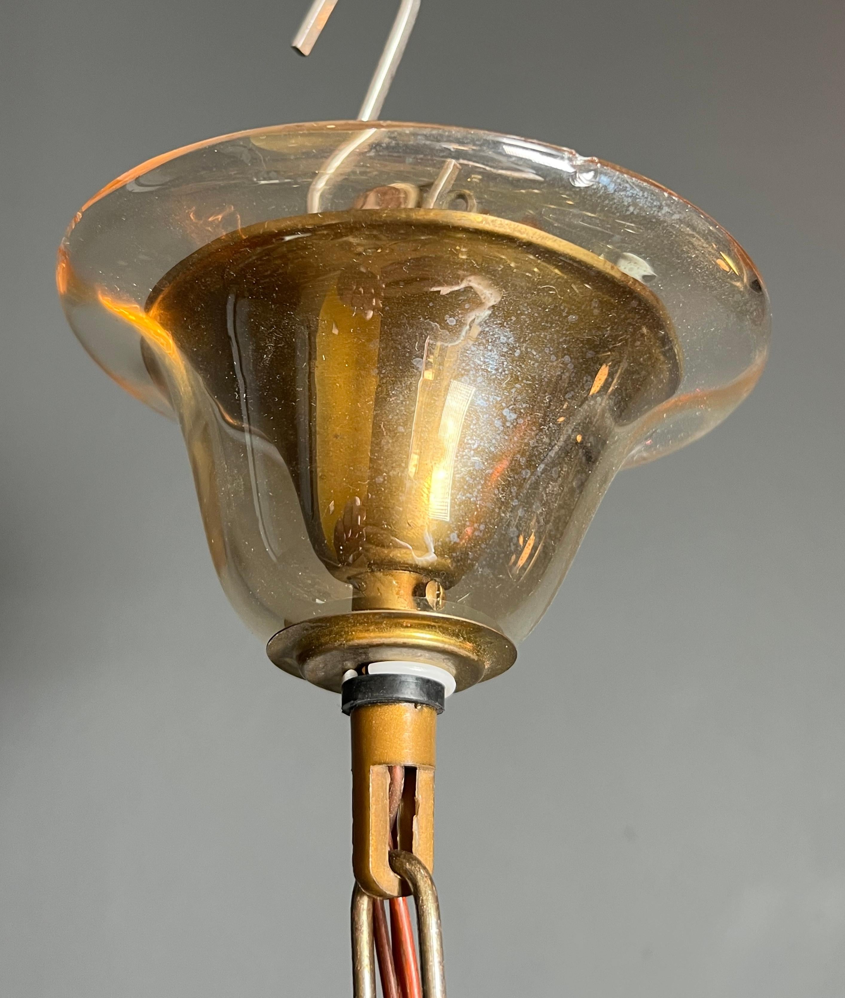 Orangeish Murano Crystal Chandelier with 8 Arms. Italian Work. Circa 1970 For Sale 10