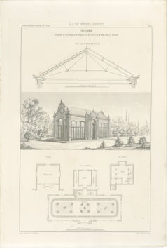 Orangery at Heidepark, Utrecht, Dutch Architecture Print, Leliman, 1865-1866