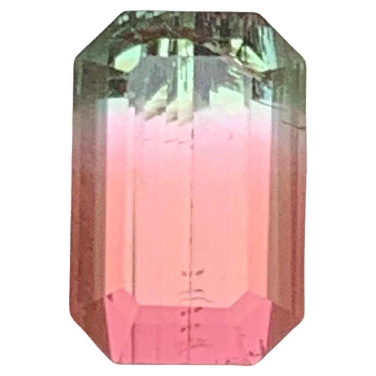 Orangey Pink Bicolor Natural Tourmaline Ring Loose Gemstone 2.35 Ct Emerald Cut