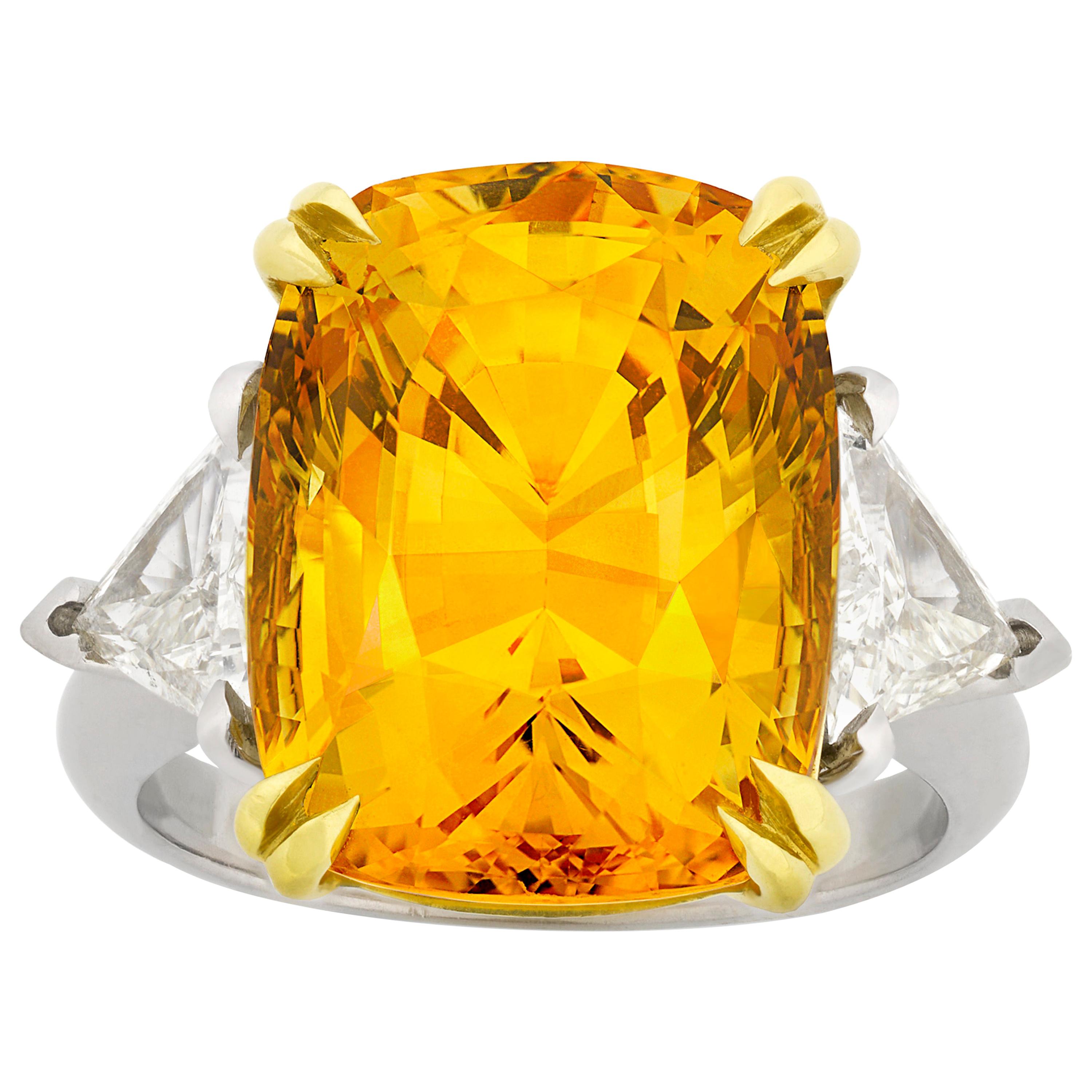 Orangy-Yellow Sapphire Ring, 15.83 Carat