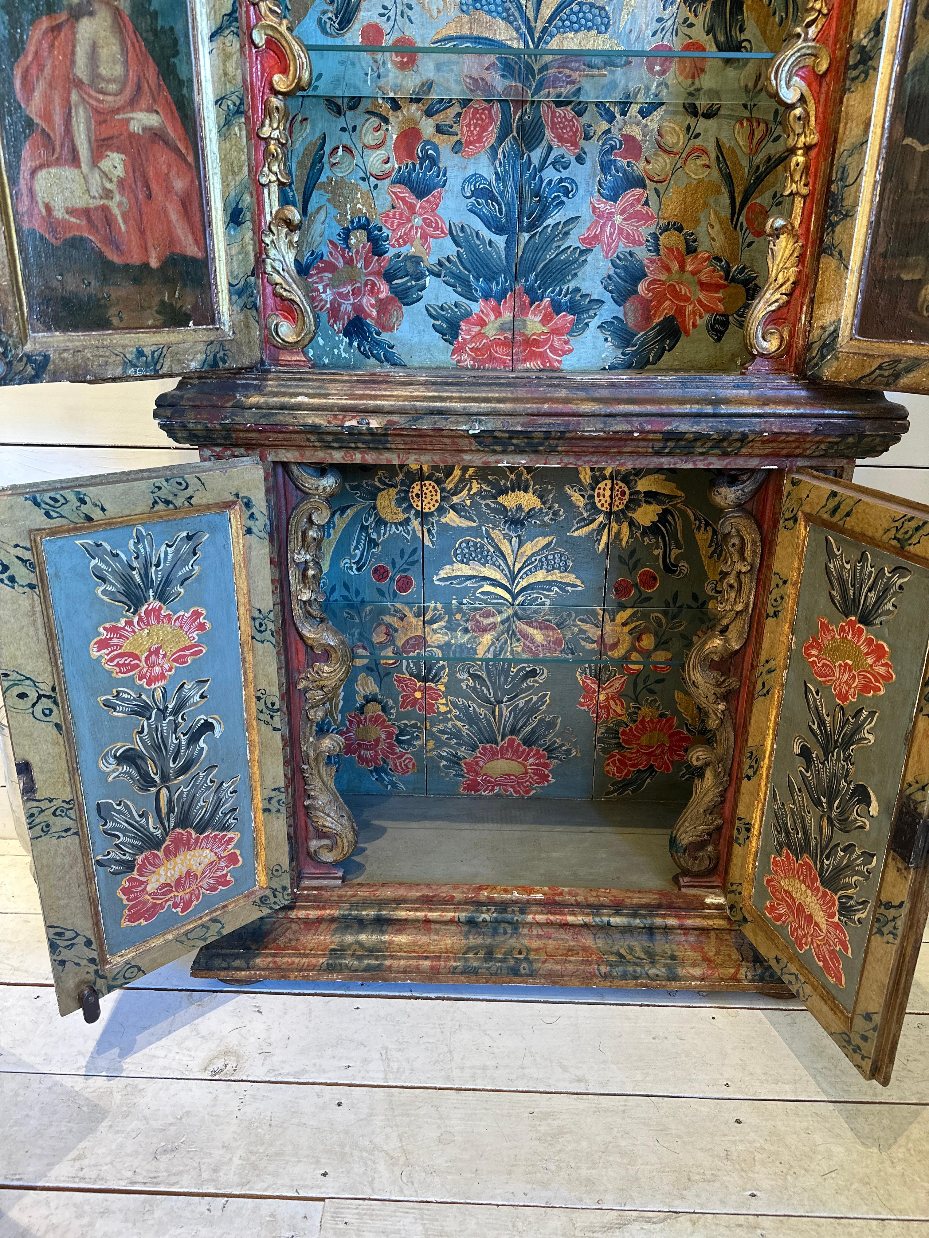 Oratoire D.João V / D.José sur pied Bois sculpté, polychrome, marbré et doré siglo XVIII y antes en venta