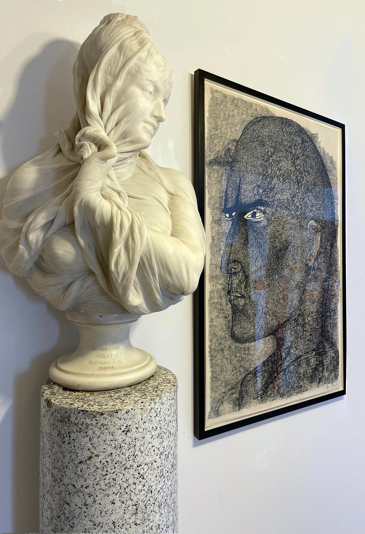 marble sculpture woman with veil