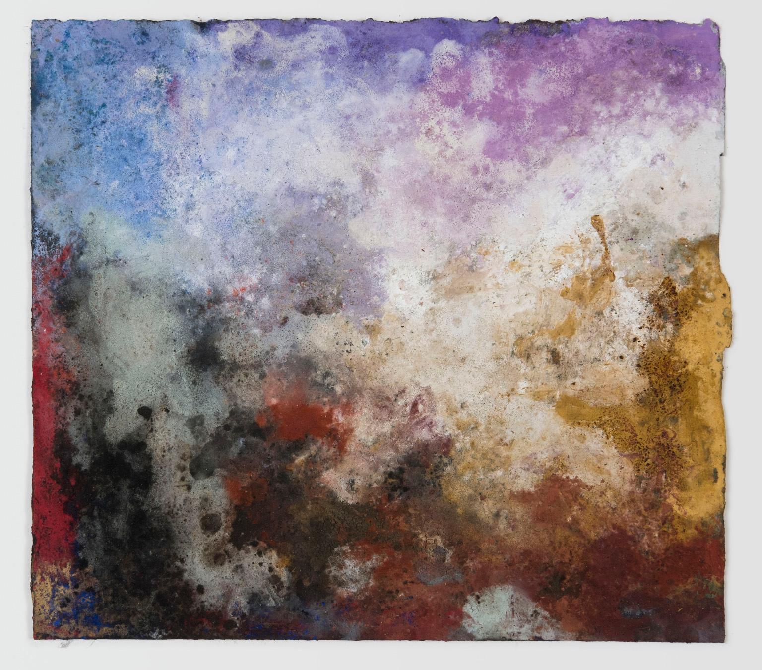 Orazio De Gennaro Abstract Painting - Terra Bruciata #13 (Scorched Earth) - Abstract Blue, Purple, and Red Painting