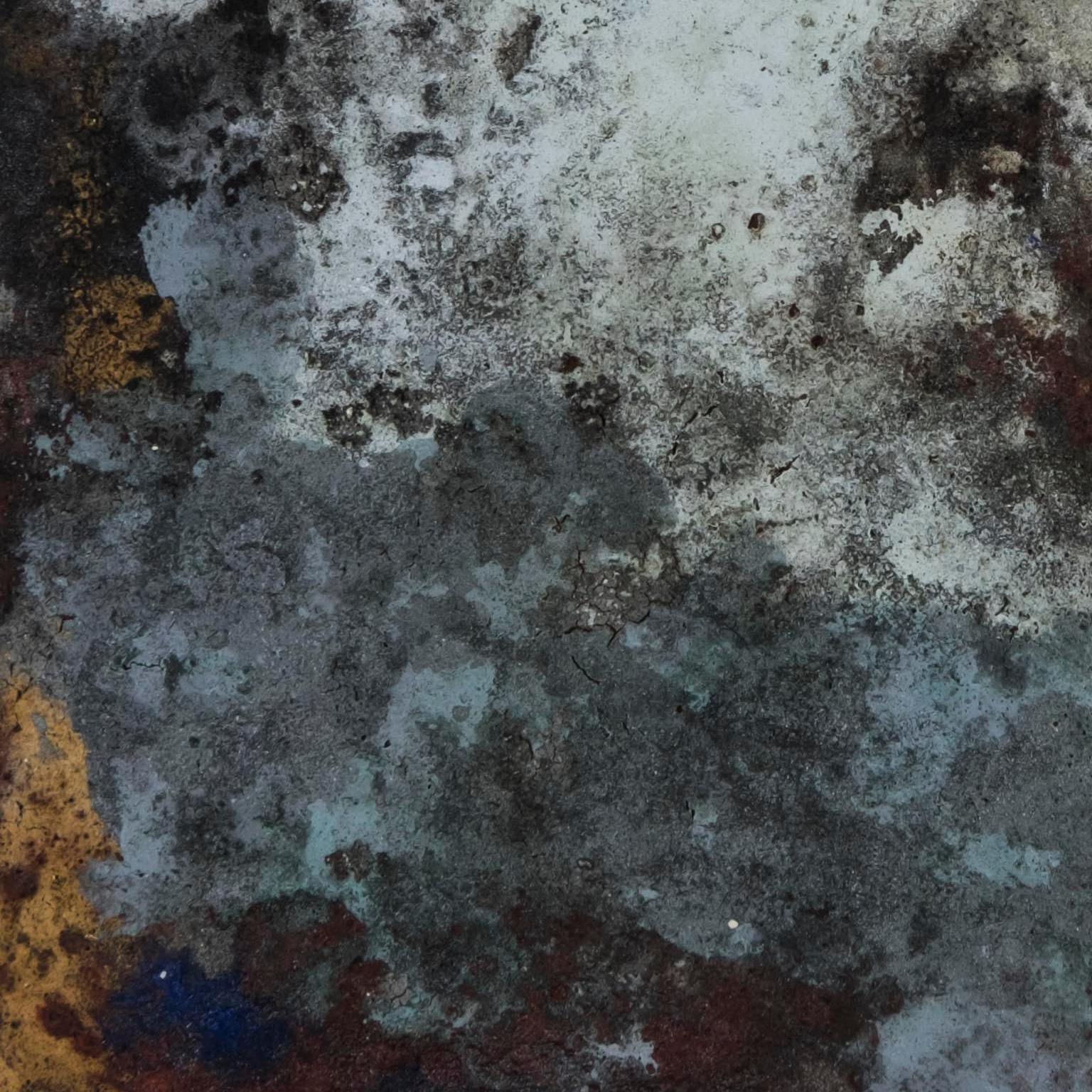 Terra Bruciata #18 (Scorched Earth) - Abstract Blue, Grey, and Yellow Painting 2
