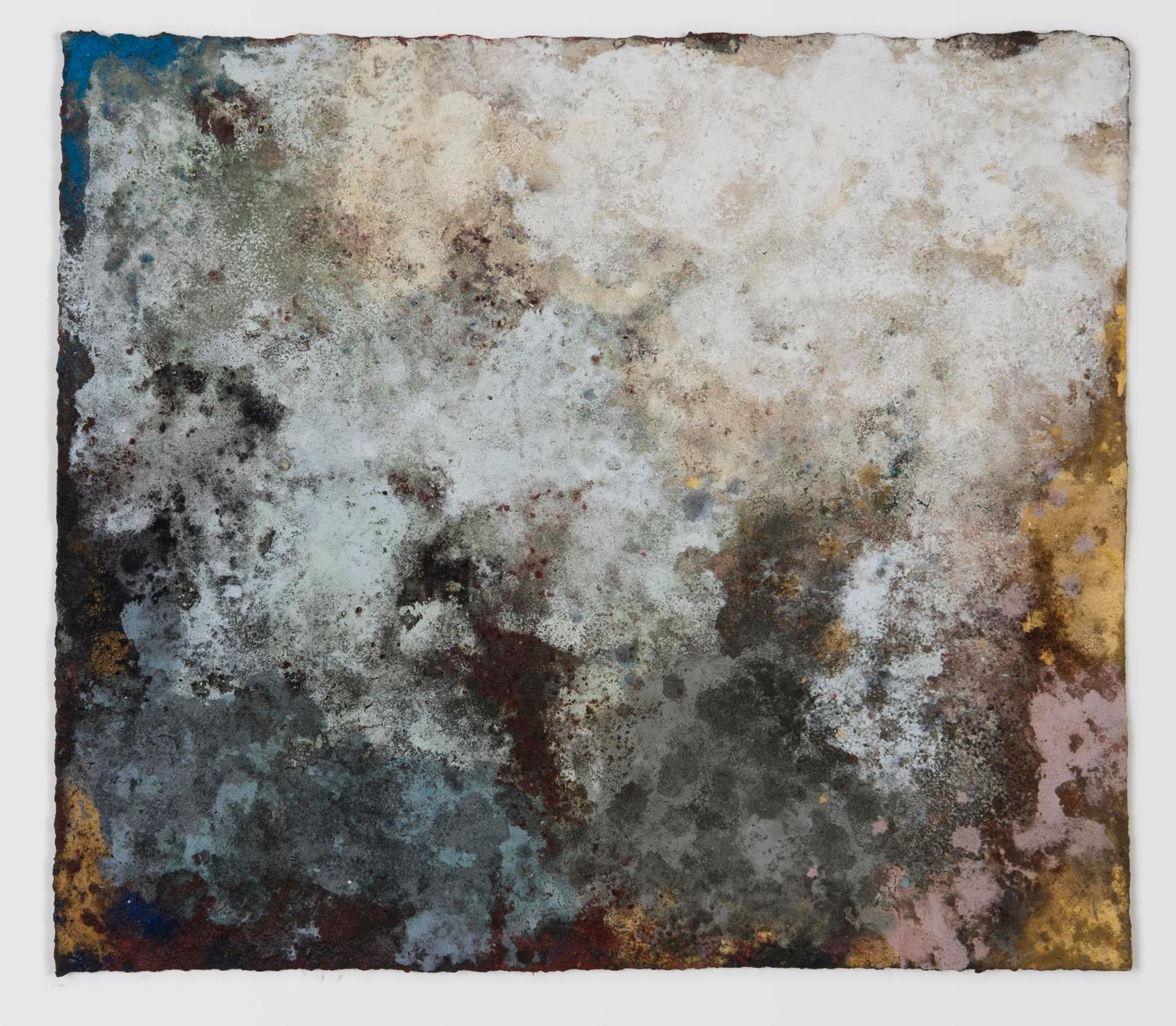 Terra Bruciata #18 (Scorched Earth) - Abstract Blue, Grey, and Yellow Painting
