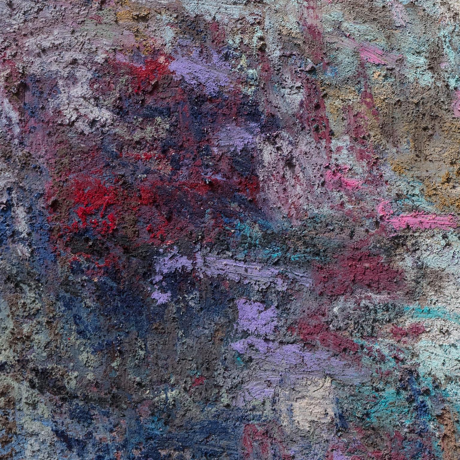 Ohne Titel IV – Abstraktes Gemälde mit dickem Impasto in Blau und Rot – Painting von Orazio De Gennaro