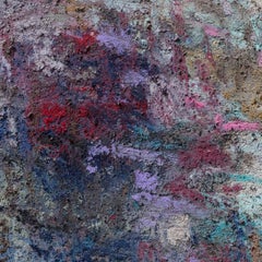 Rituale - Pittura astratta strutturata, pittura dai toni terrosi, blu, viola, rosso