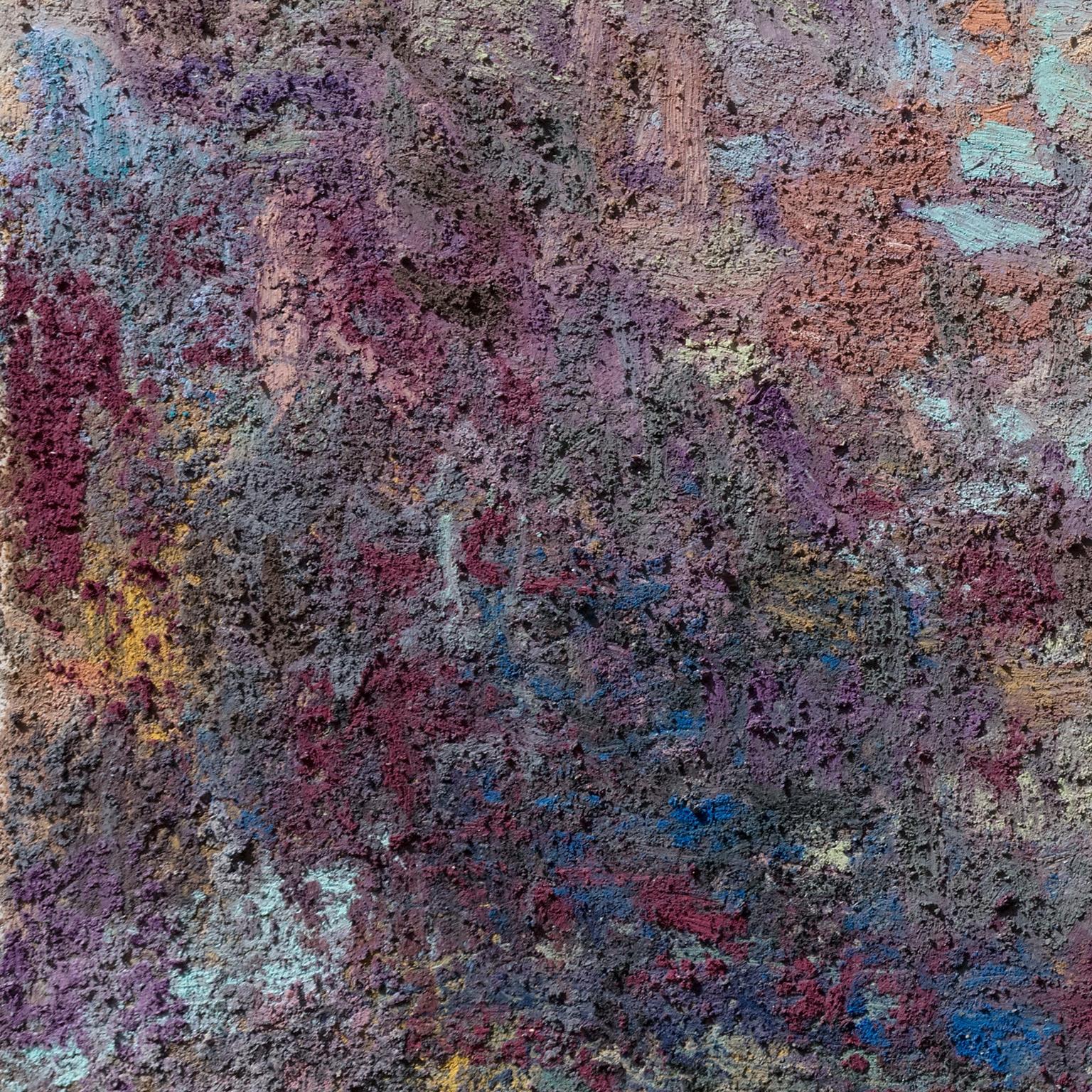 Ohne Titel V - Abstraktes Gemälde mit dicken Blau-, Lila- und Rot- Impasto-Farben – Painting von Orazio De Gennaro