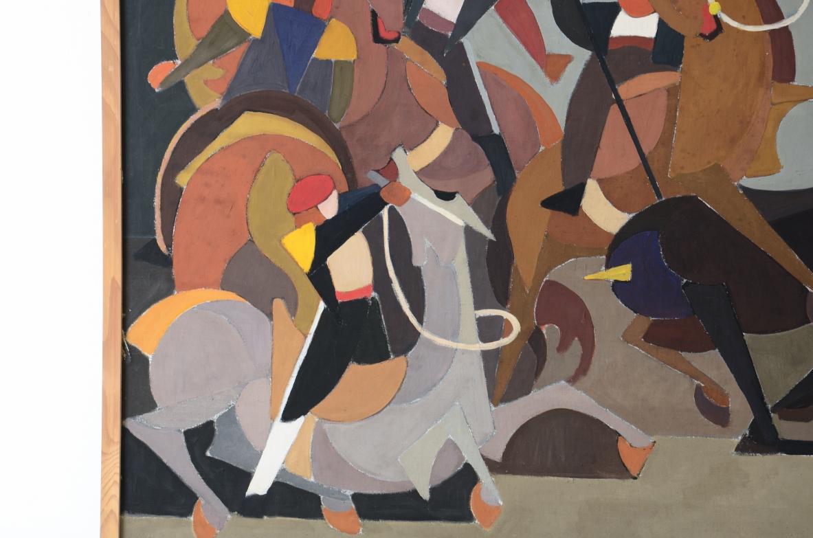 Mid-Century Modern Toile Orazio Orazi « The bullfight at Cheval » en vente