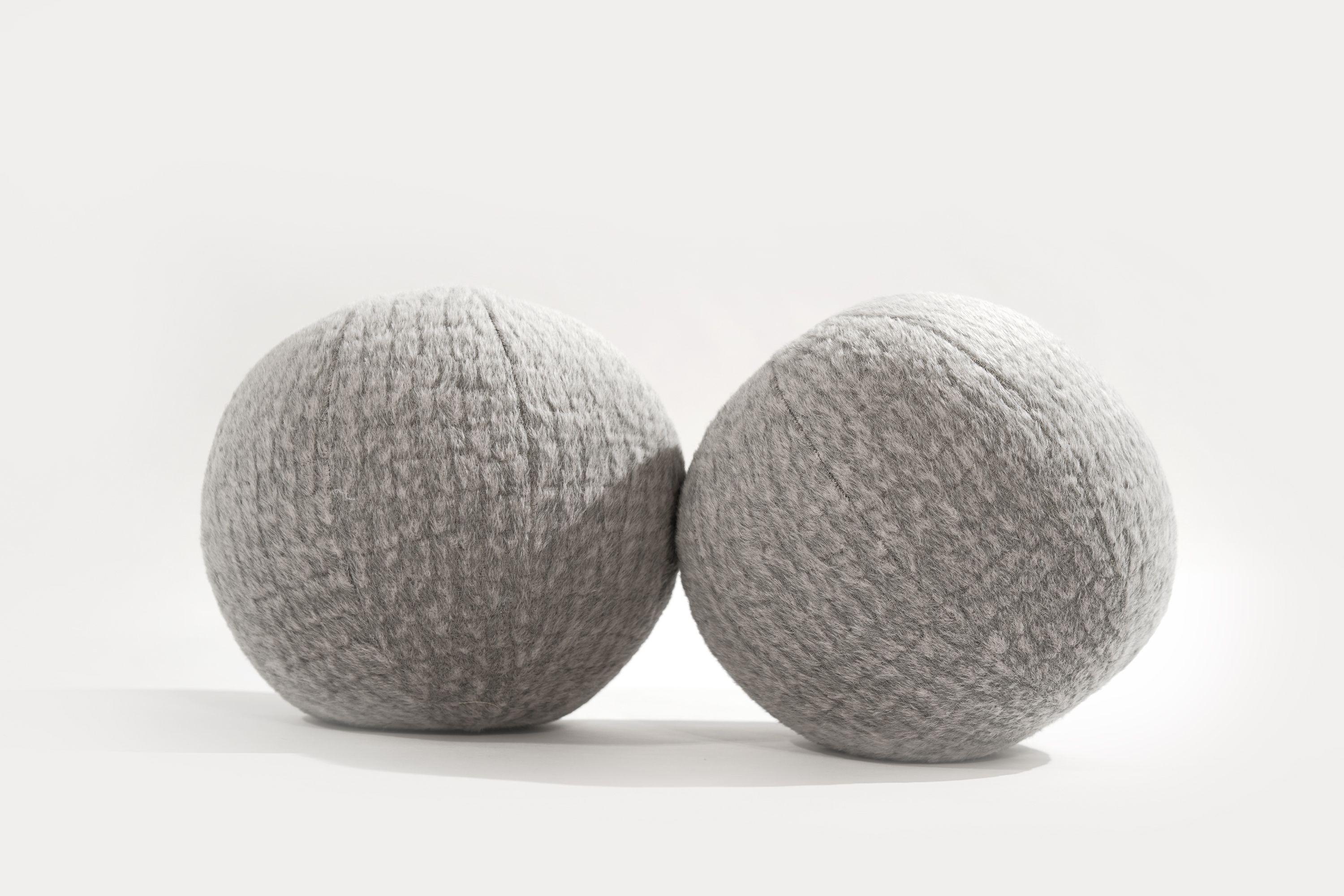 Contemporary Orb Accent Pillow in Slate Grey Alpaca by Holly Hunt For Sale