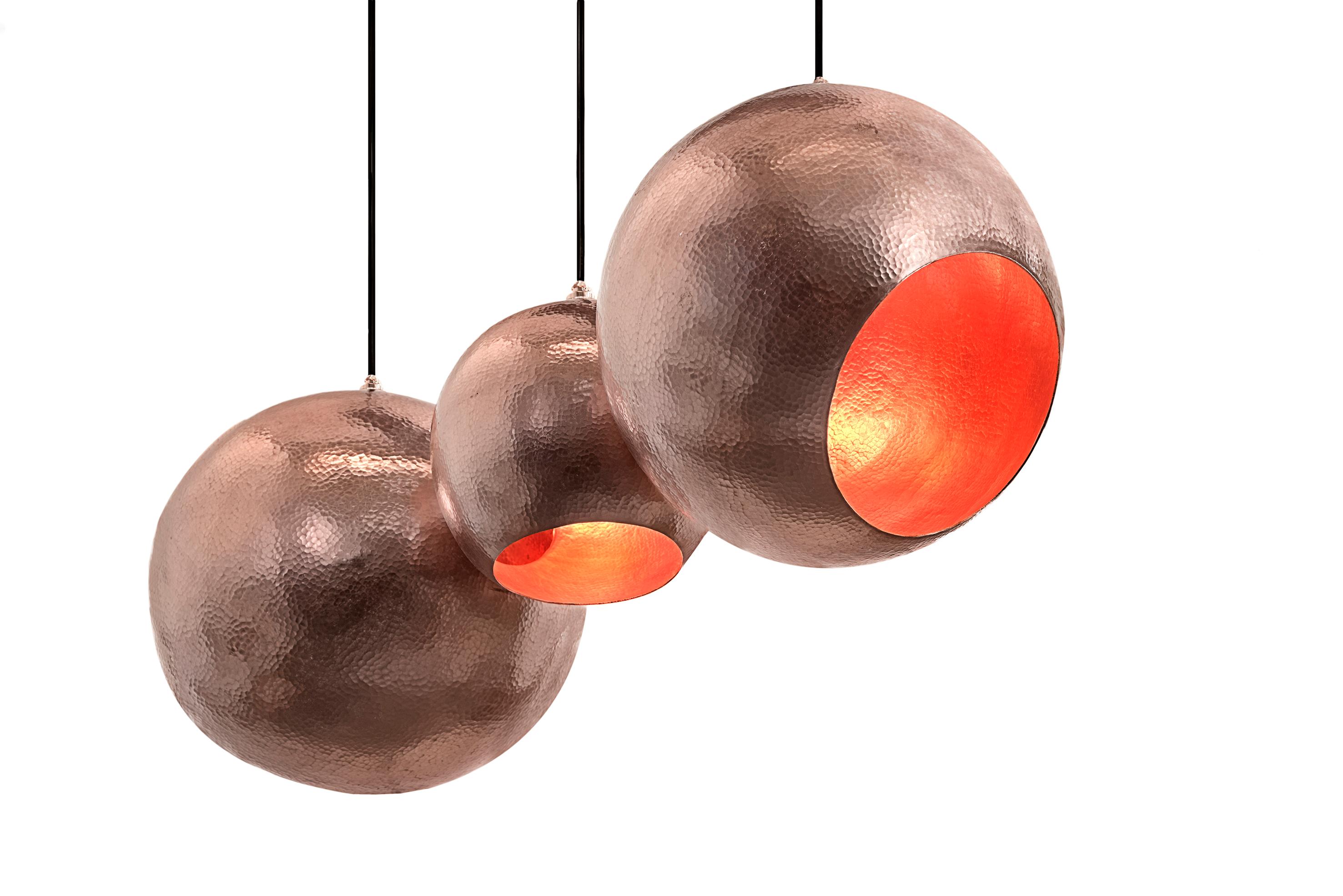 Organic Modern Orb Berth Handmade Solid Copper Modern Chandelier For Sale