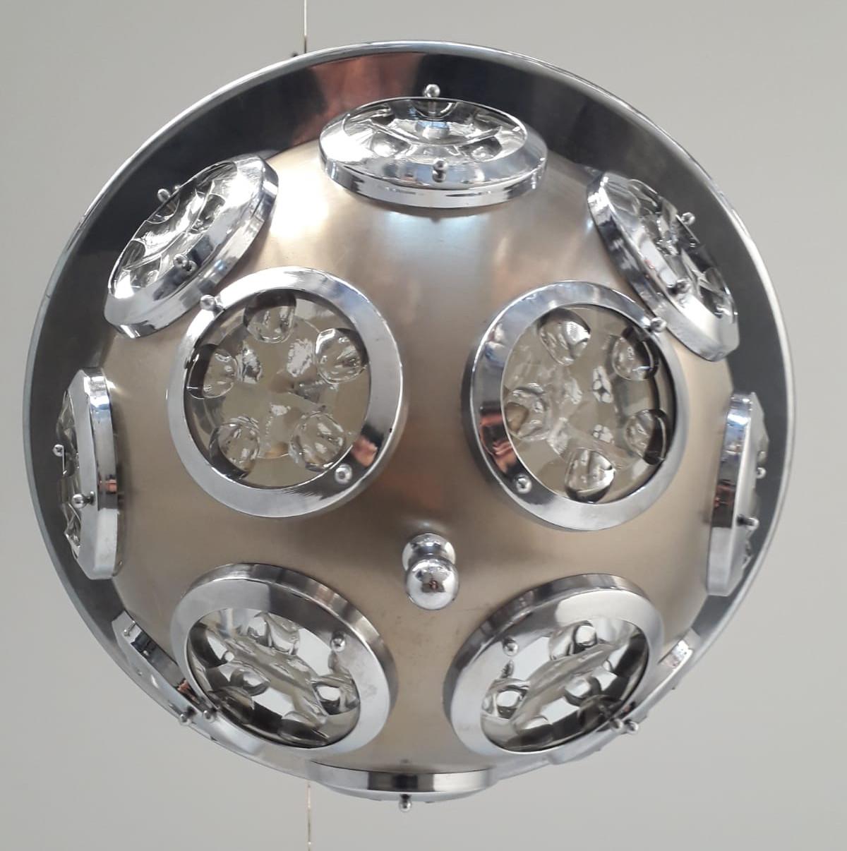 Beveled Orb Chandelier by Torlasco For Sale