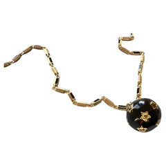 Kugel-Ohrring Schwarzer Emaille Schwarzer Diamant Stern J DAUPHIN