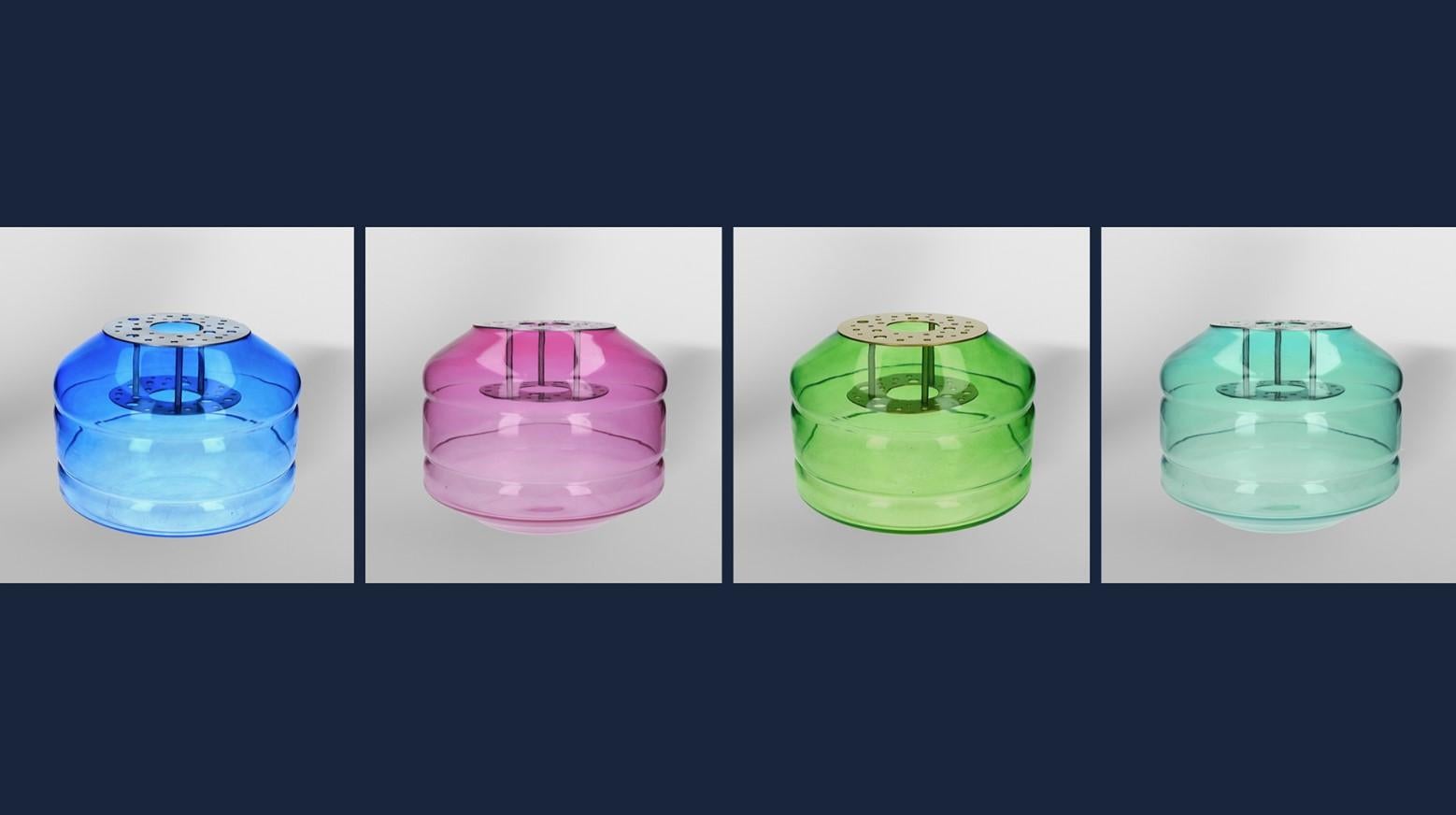 Orb Minimalistische Transparente Vase aus geblasenem Glas und handgefertigter Keramik-Tischlampe im Angebot 5