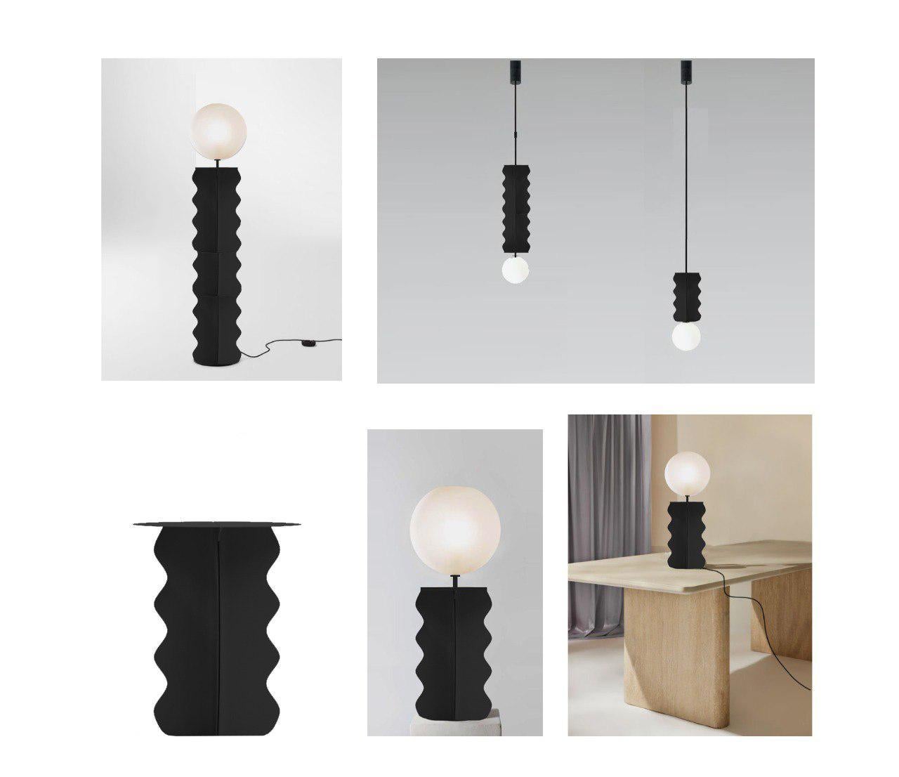 Ukrainian Orb Minimalist Blown-Glass Transparent Vase and Minimalist Small Led Table Lamp For Sale