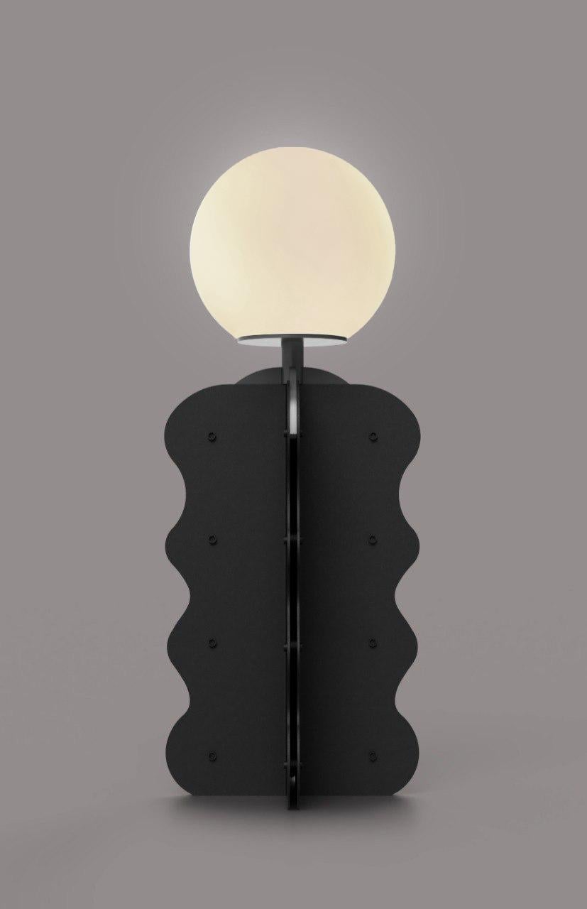 Orb Minimalist Blown-Glass Transparent Vase and Minimalist Small Led Table Lamp In New Condition For Sale In Vilnius, LT
