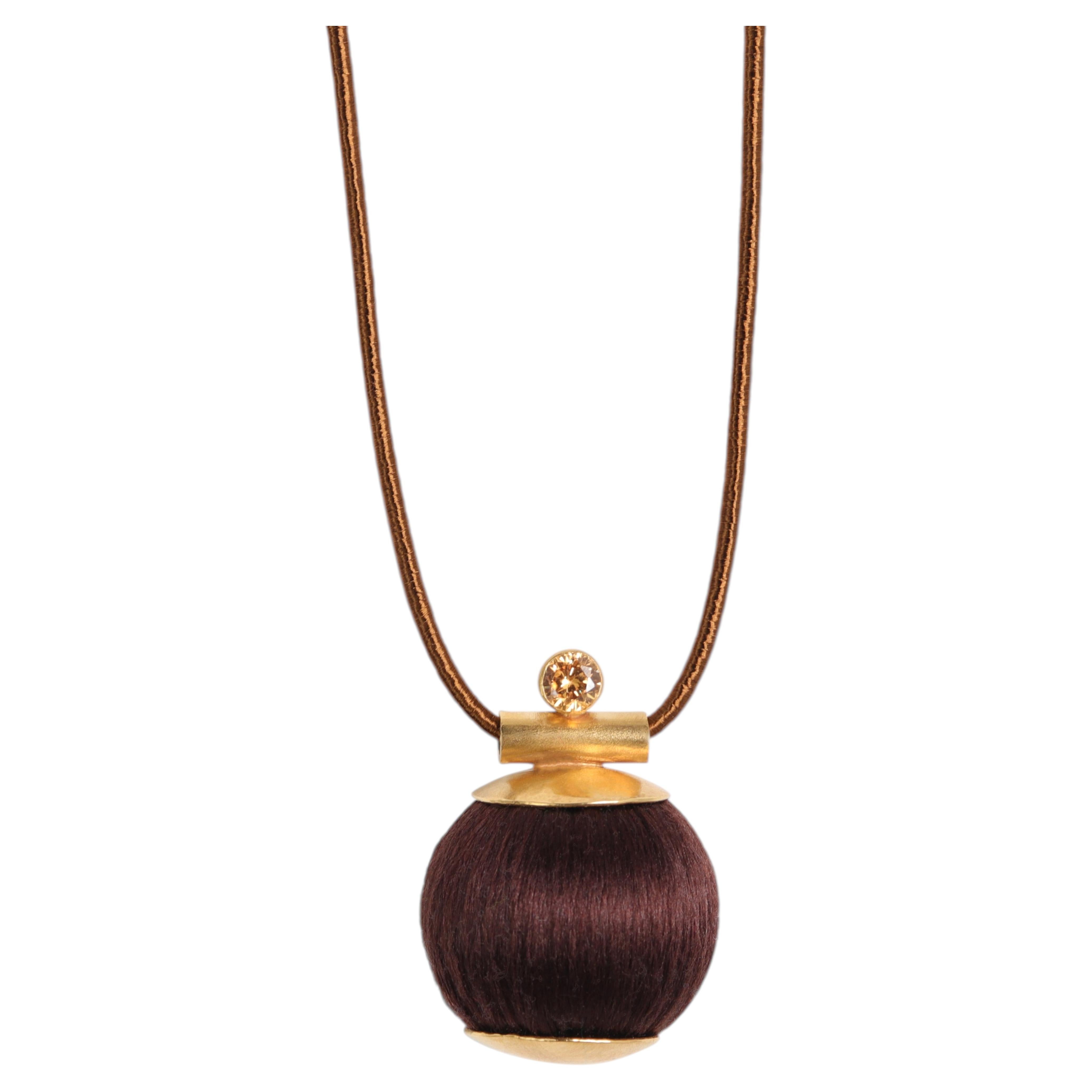 Orb Necklace in Silk, Zircon & 24k Vermeil Gold by Katerina Makriyianni