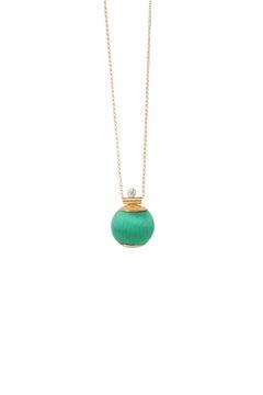 Orb Necklace in Mint Silk, Zircon and 24k Vermeil Gold by Katerina Makriyianni