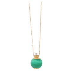Orb Necklace in Mint Silk, Zircon and 24k Vermeil Gold by Katerina Makriyianni
