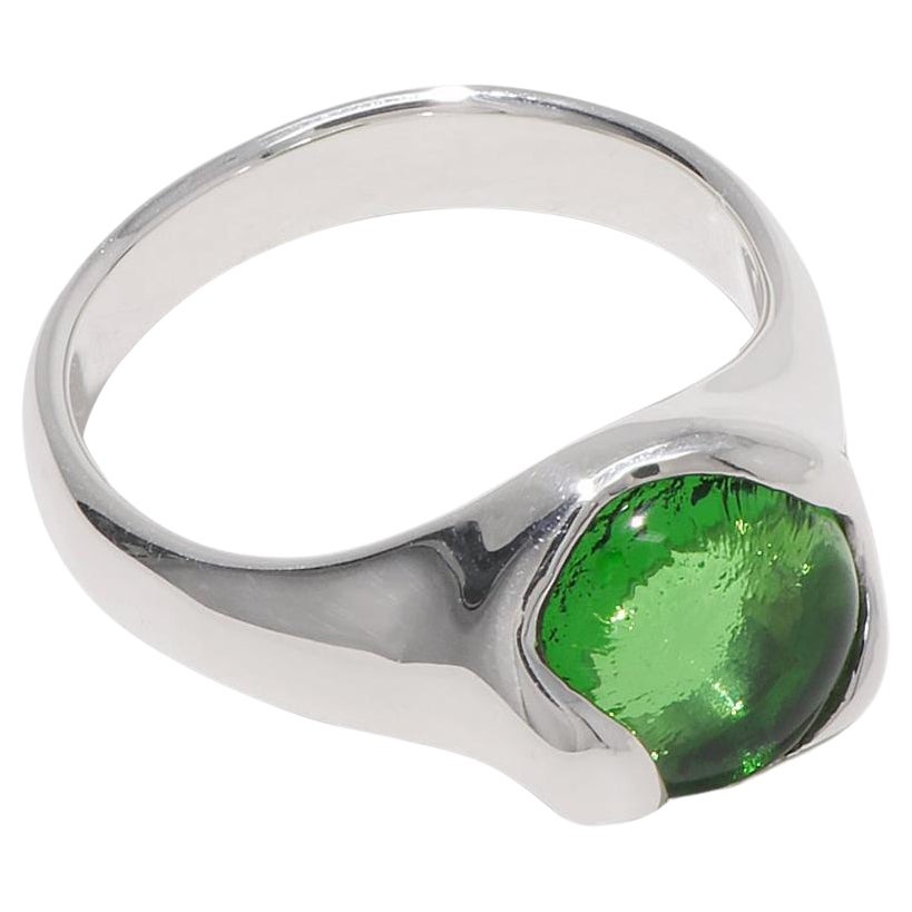 Orb Ring in 925 Sterling Silver & Green Forest Stone by CLED