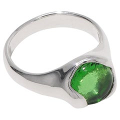 Orb Ring in 925 Sterling Silver & Green Forest Stone by CLED