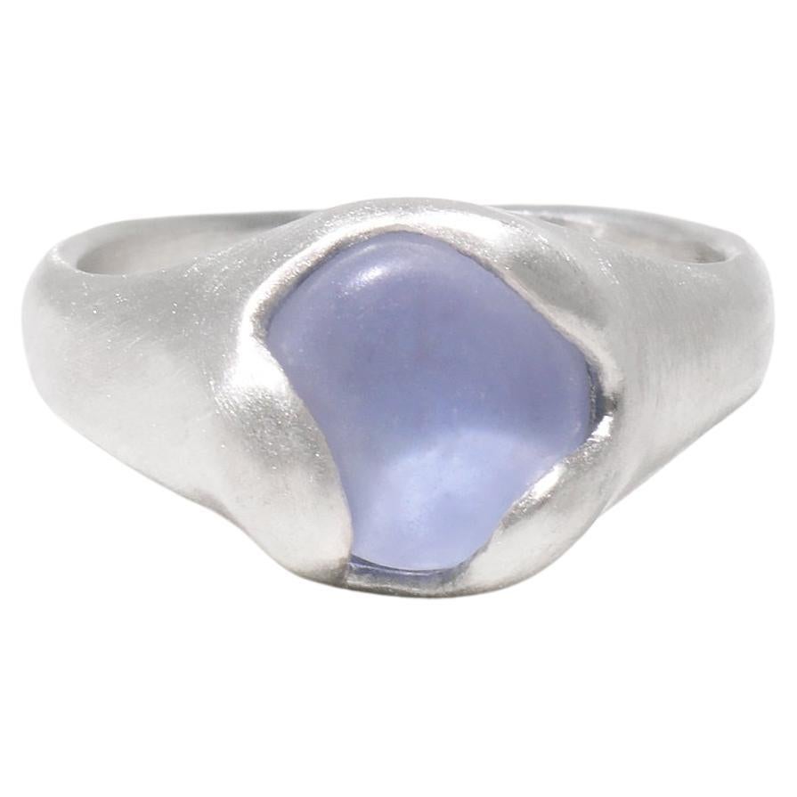 Anello Orb in argento Sterling 925 con finitura opaca e pietra Blue Jay di CLED