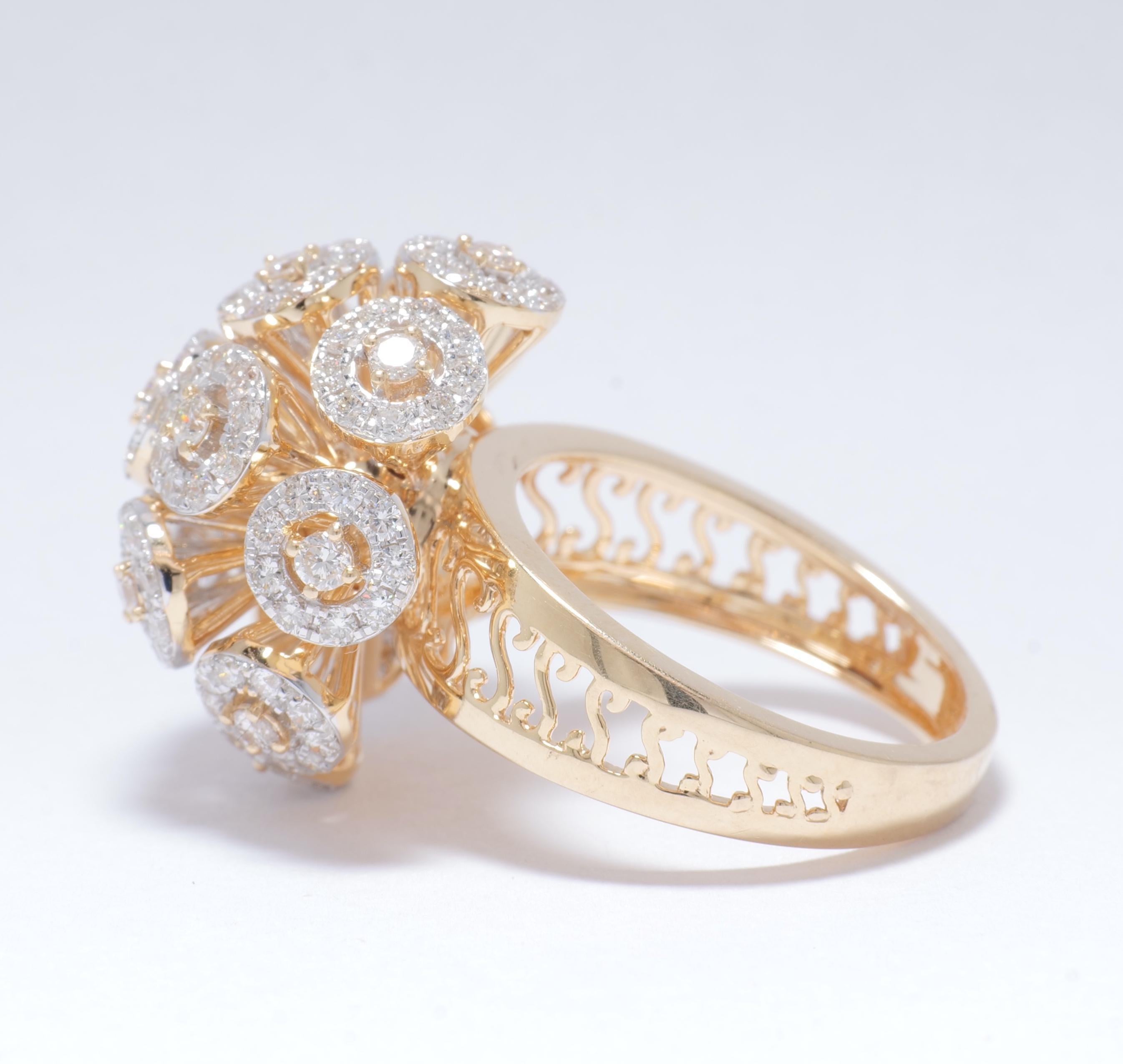 Bague d'affirmation Orb en or massif 14 carats (certifiée) Neuf - En vente à New Delhi, DL