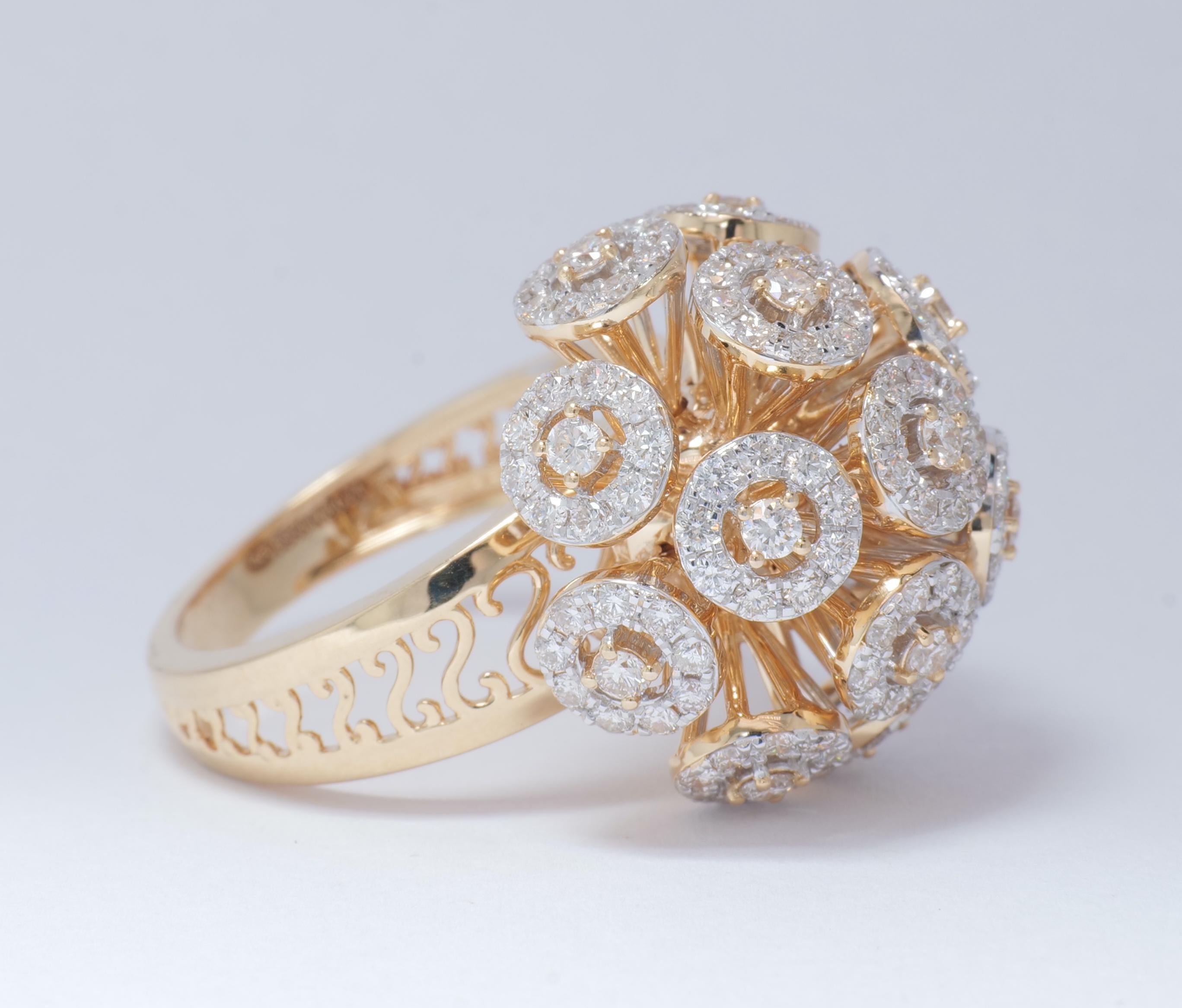 Bague d'affirmation Orb en or massif 14 carats (certifiée) Pour femmes en vente
