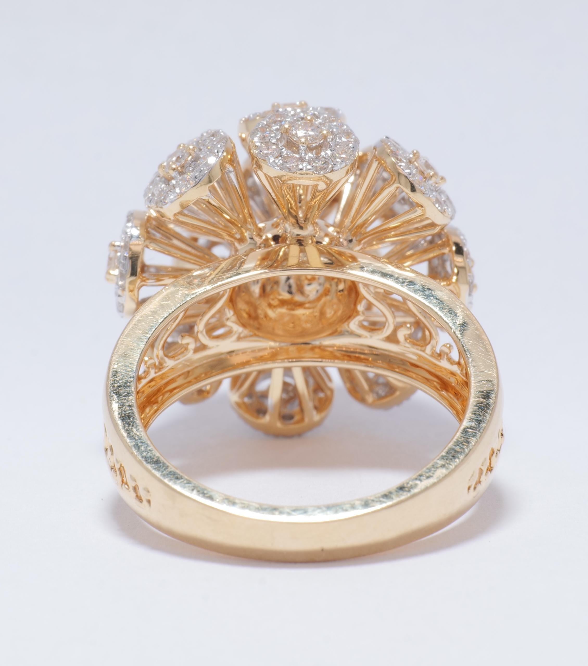 Bague d'affirmation Orb en or massif 14 carats (certifiée) en vente 2
