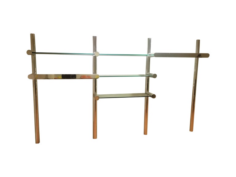 20th Century Orba Chrome and Glass Wall Unit by Janet Schwietzer for Pace Collection For Sale