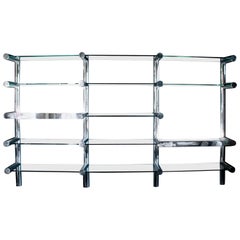 Orba Chrome and Glass Wall Unit by Janet Schwietzer for Pace Collection