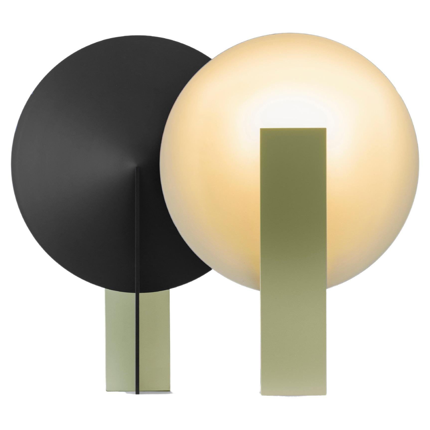 Lampe de bureau Orbe, par Rain, lampe contemporaine, laiton et aluminium, laiton et carbone