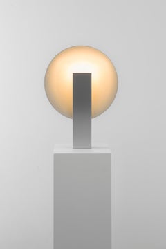 Orbe Table Lamp, by RAIN, Contemporary Lamp, Brass & Aluminium, Silver & Blue