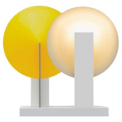 Orbe Table Lamp, by RAIN, Contemporary Lamp, Brass & Aluminium, Yellow & White