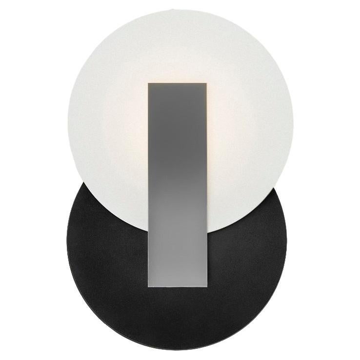 Orbe Wall Lamp, by Rain, Contemporary Lamp, Brass & Aluminum, Black and Silver For Sale