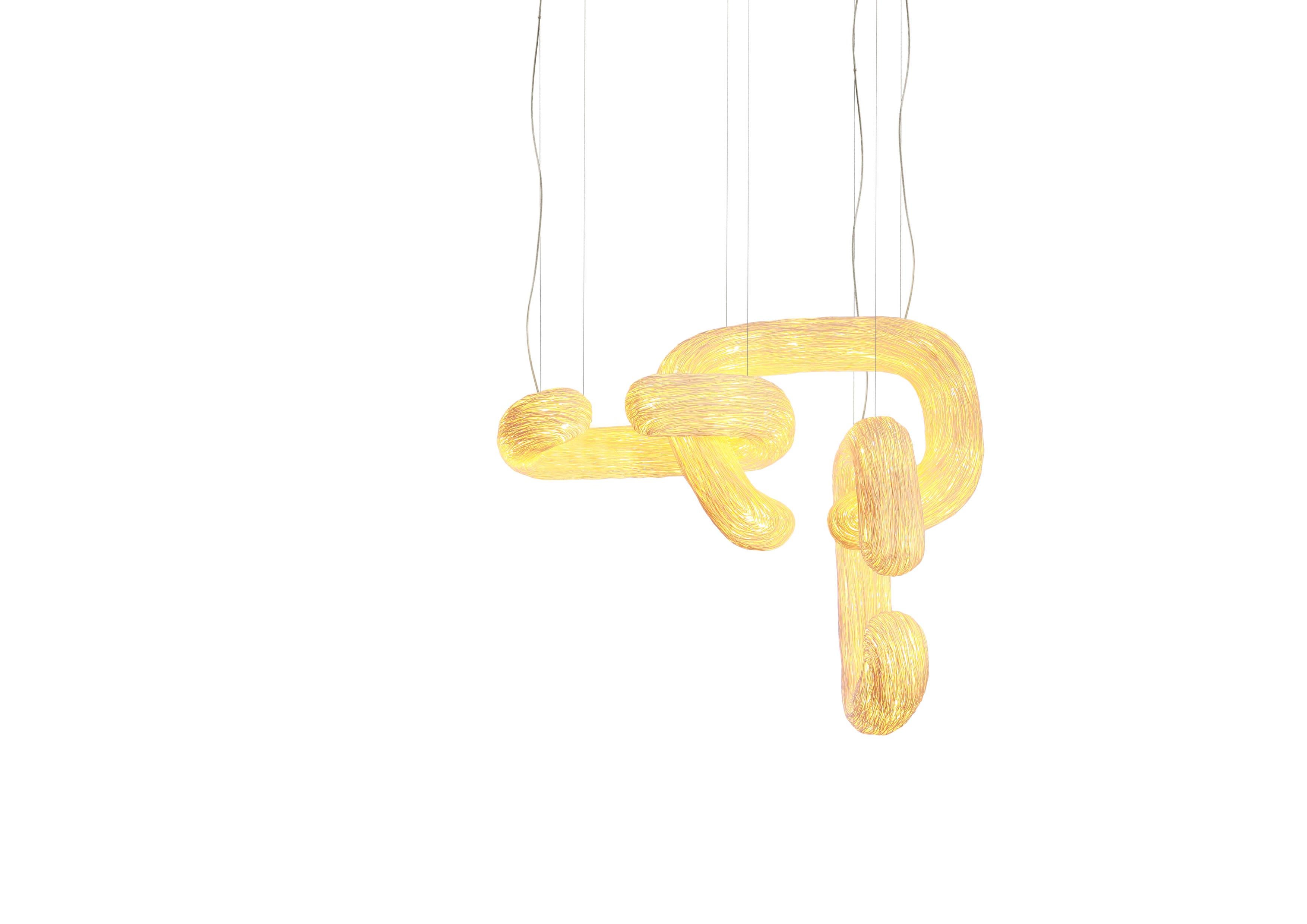 Contemporary Orbette by Ango, Hand-Woven Rattan Modular Pendant Light For Sale