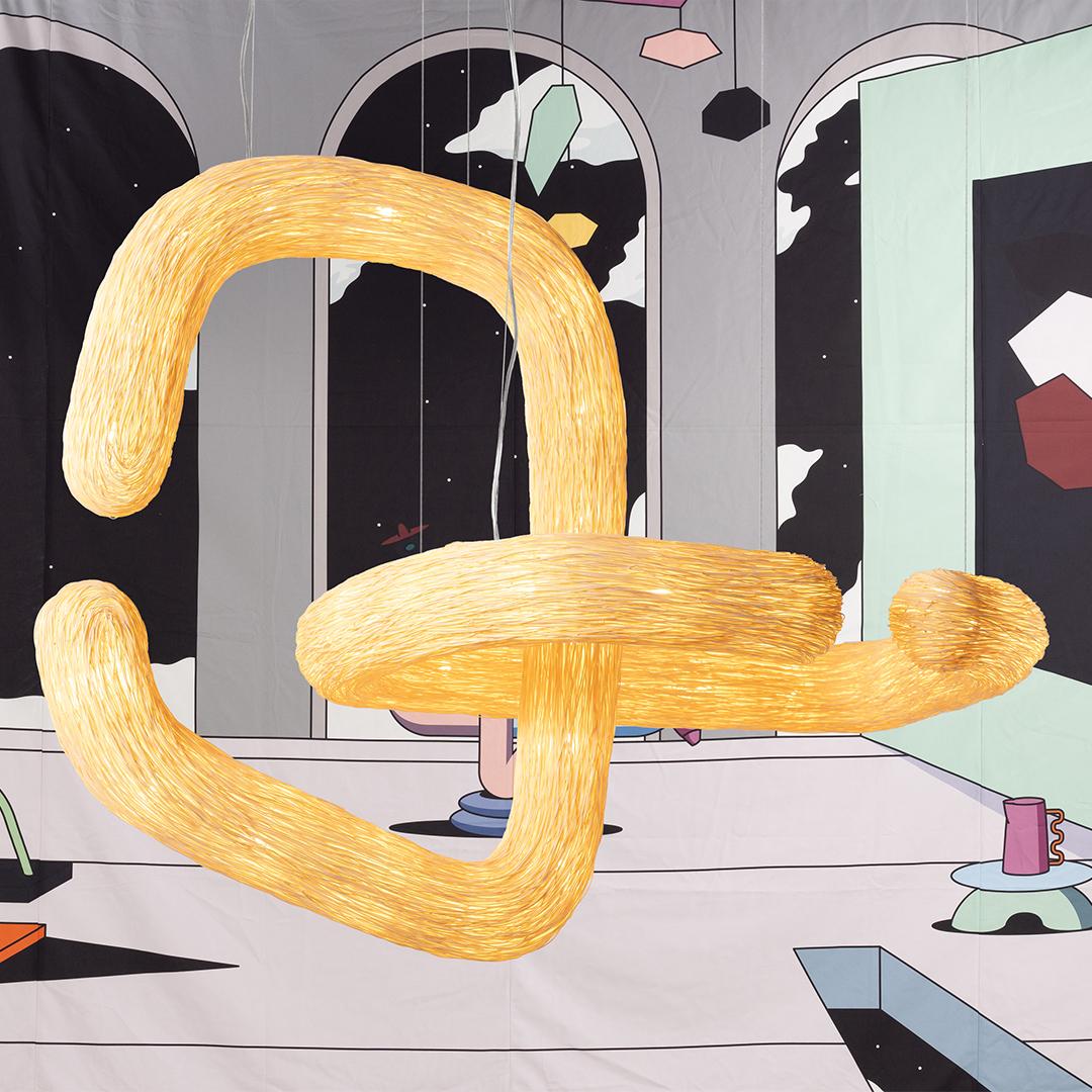 Orbette Medium by Ango - Lámpara colgante escultórica hecha a mano en ratán natural Tailandés en venta