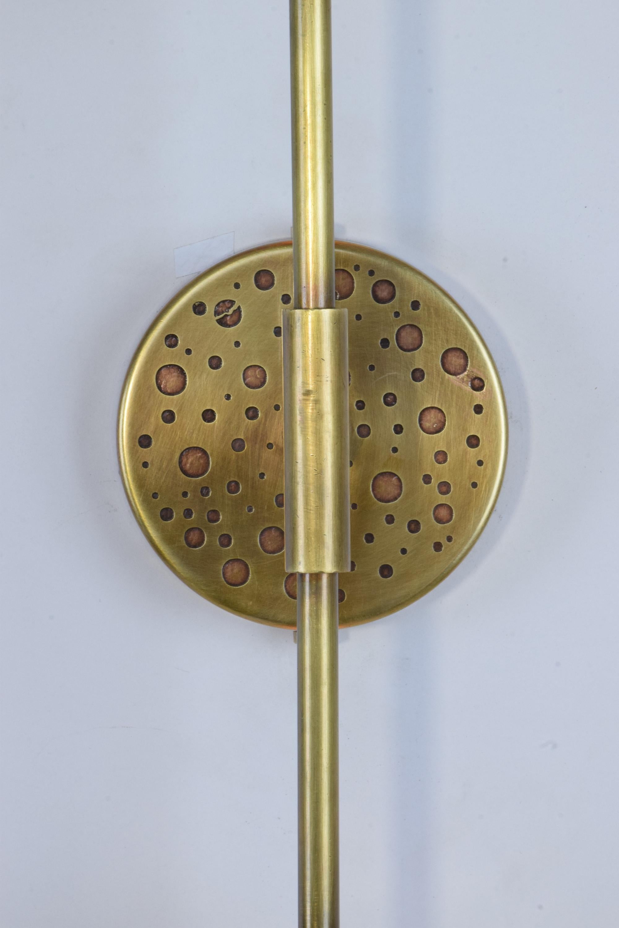 Portuguese Orbi-w2m2 Perforated Brass Double Wall Light, Flow 2 Collection