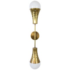 Orbi-w2m2 Perforated Brass Double Wall Light, Flow 2 Collection