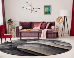 ORBIC Hand Tufted Modern Shaped Silk Rug in Taupe Grey Colour By Hands