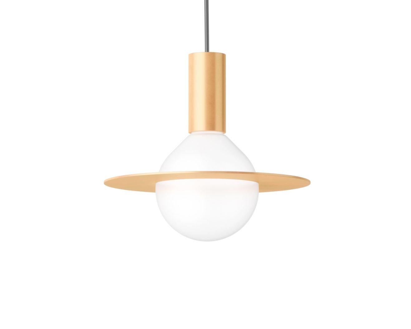 Orbis 40 is a Minimalist pendant lamp design by Wishnya Design Studio.
Brass finish. 

Measures: D 40cm
LED G9 60W 220V - US compatible
Dimmable
Adjustable wire

Two sizes available 
Two finishes available: copper, brass, aluminum.