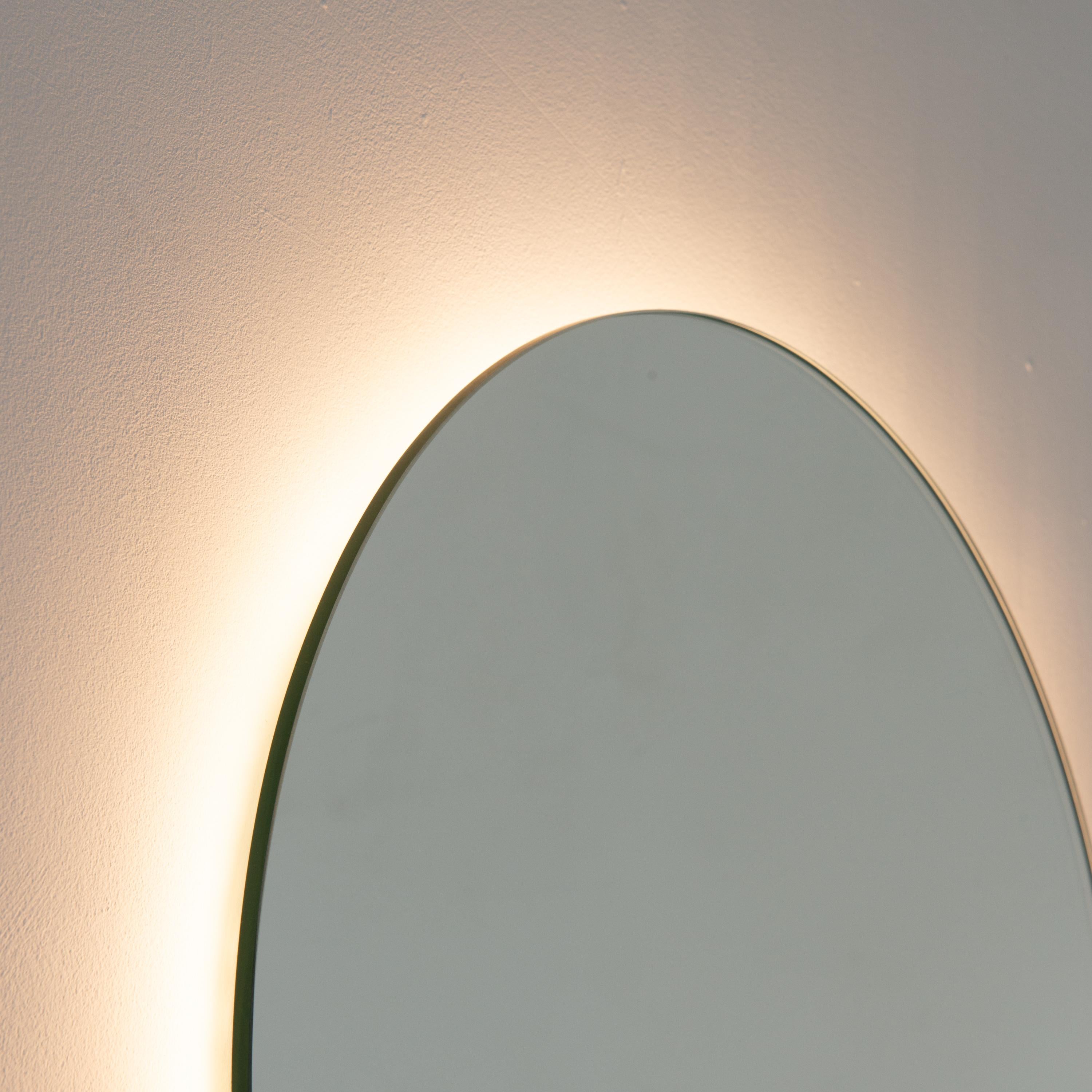 Orbis Back Illuminated Round Contemporary Frameless Mirror Floating Effect, XL In New Condition For Sale In London, GB