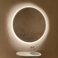Orbis Back Illuminated Round Modern Mirror with Bronze Patina Brass Frame