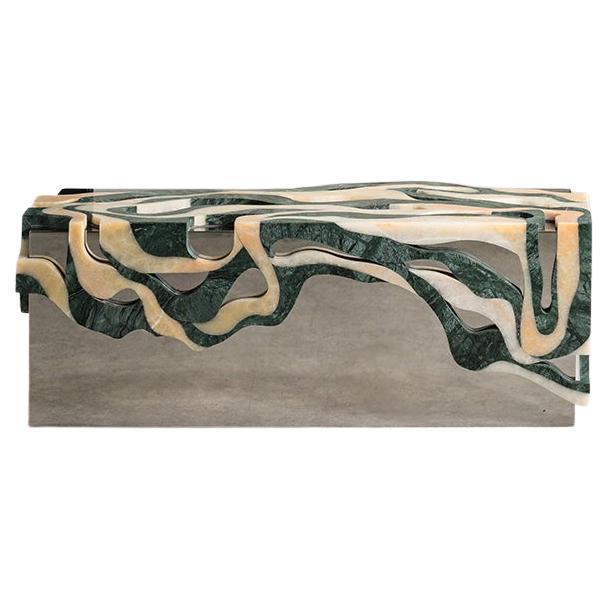 Panchina in marmo HOMA "Orbis" con anima in acciaio inox lucido in vendita