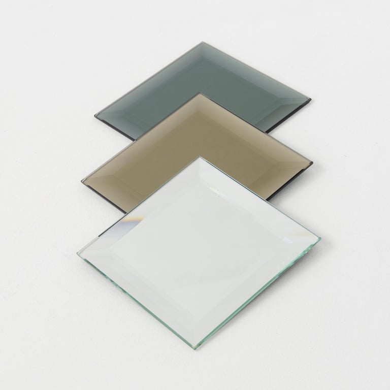 Orbis Beveled Bronze Tinted Round Modern Mirror with a Black Frame