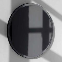 Orbis Bevelled Black Tinted Round Frameless Mirror Velvet Backing, Regular