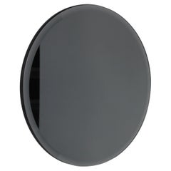 Miroir biseauté noir teinté rond sans cadre Orbis, dos en faux cuir, XL