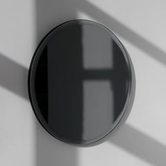 Orbis Bevelled Black Tinted Round Frameless Mirror Velvet Backing, Medium