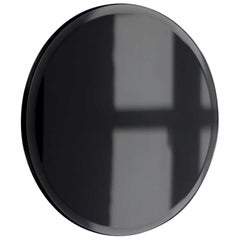 Orbis Bevelled Black Tinted Round Frameless Mirror Velvet Backing, Regular