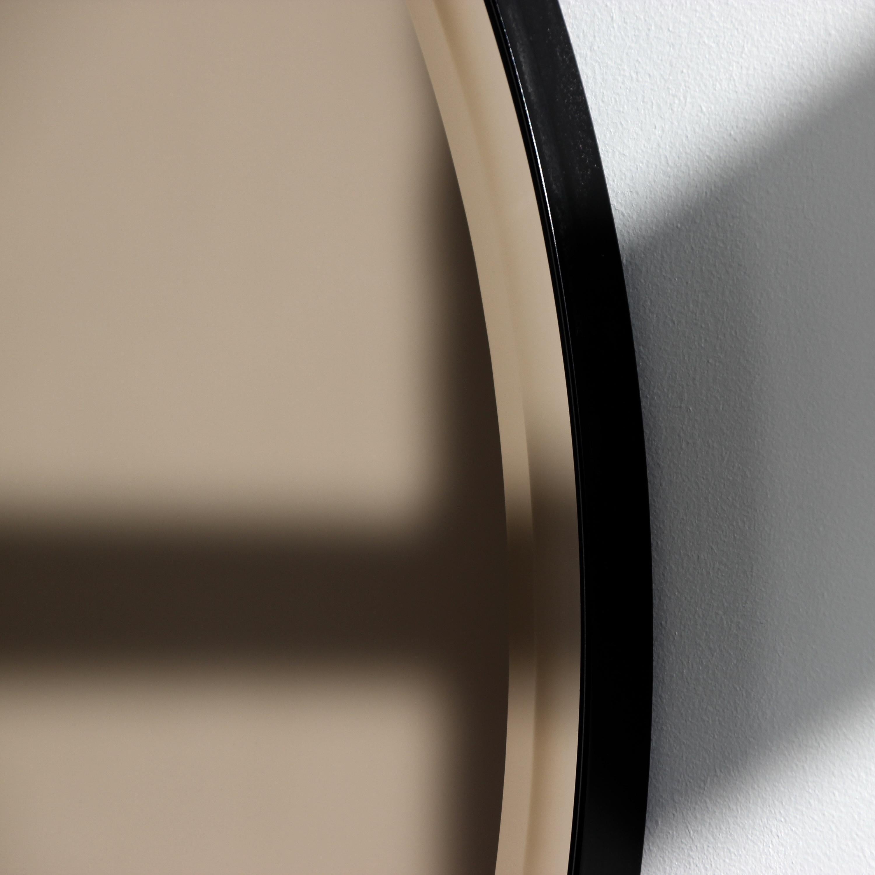 Miroir rond biseauté teinté bronze Orbis Modernity avec un cadre noir, XL en vente 1